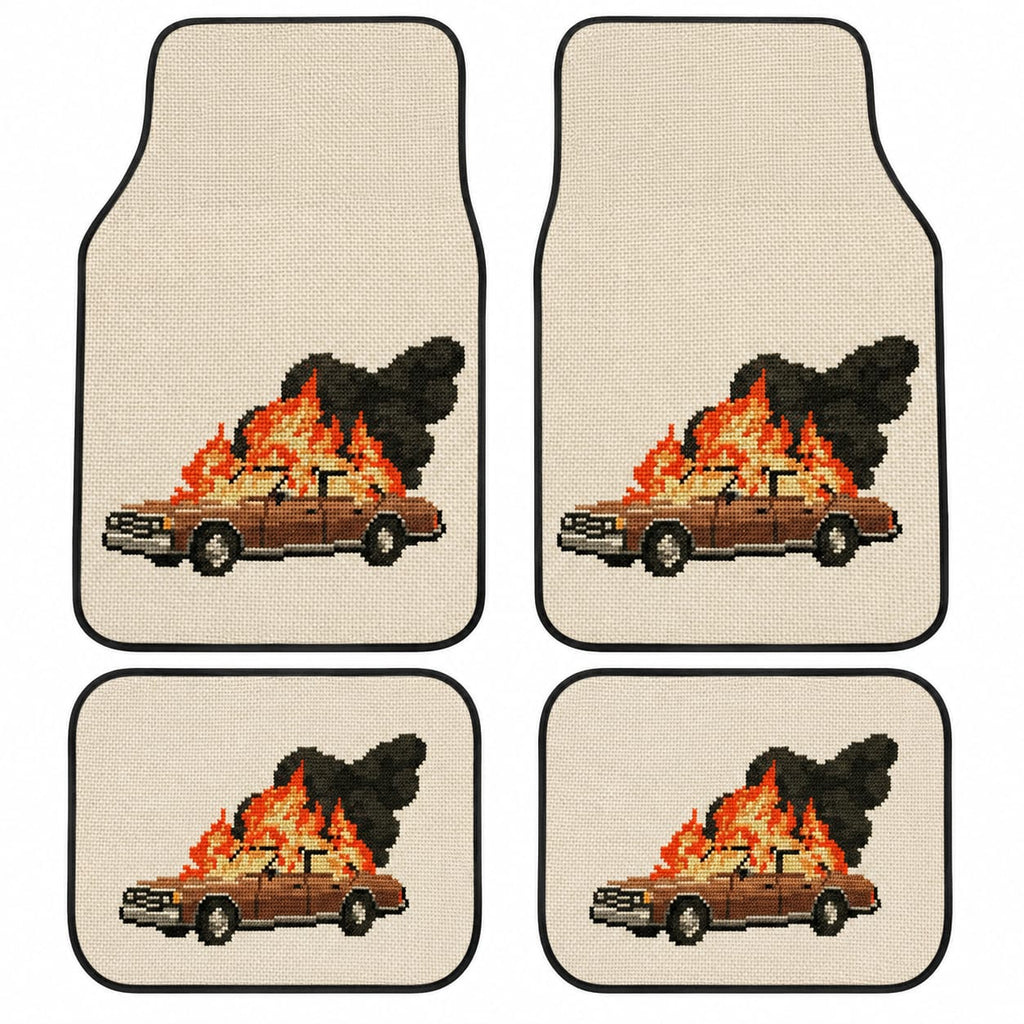 Pixel Burning Car Custom Mats | 4-Piece Set